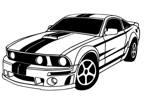 Muscle Car Clipart #41964 Muscle Car Tattoo, Muscle Car Drawings, Classic Car Silhouette, Classic Car Coloring Pages, Muscle Car Coloring Pages, Car Drawing Pencil, Mustang Logo, Cricut Decals, 70s Muscle Cars