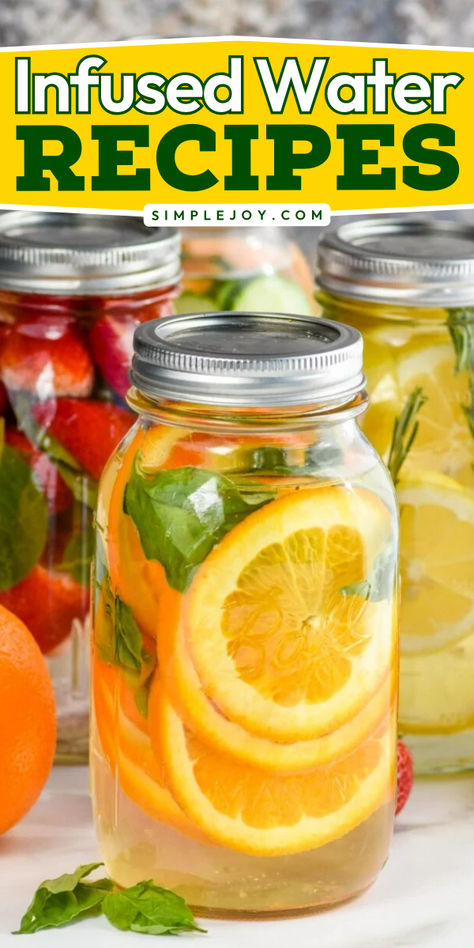 Infused Water Recipes will make it so easy to stay hydrated this summer. They are made with simple ingredients that add so much flavor. Natural Water Flavoring Recipes, Fresh Fruit Water Recipes, Infused Water Recipes Party Fall, Refreshing Water Recipes For Party, Fall Flavored Water, Apple Infused Water Recipes, Flavored Water Recipes For Wedding, Homemade Flavored Water, Fruit Infused Water Recipes For Parties