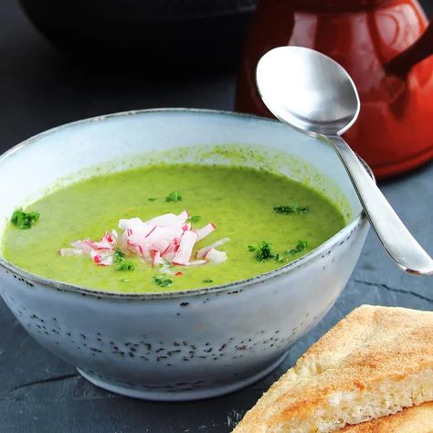 Radish Top Soup Recipe | Allrecipes Radish Ideas, Radish Tops, Radish Soup, Aip Dinner, Radish Greens, Radish Recipes, Csa Recipes, True Food, Soup Kitchen