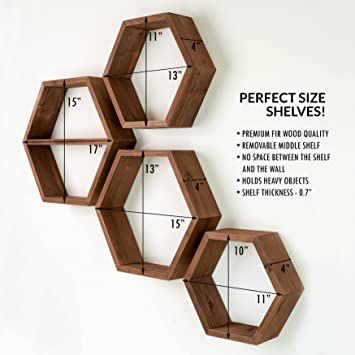 Wooden Hexagon Wall Decor, Octagon Shelves, Tool Shelves, Hexagon Shelf Decor, Hexagonal Shelves, Hexagon Floating Shelves, Shelves Large, Wall Geometric, Hexagon Wall Shelf