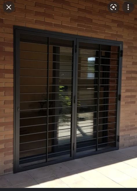 Sliding Door With Grills Patio, Sliding Door With Grills, Sliding Door Grill Design Modern, Window Security Bars Modern, Grills Design Window, Burglar Proof Window Designs, Door With Grill Design, Security Windows Ideas, Window Security Bars