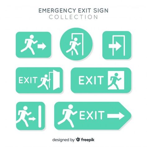 Exit Sign Design, Library Signage, Emergency Exit Signs, Pictogram Design, Wayfinding Signage Design, Sign System, Illustrator Design Tutorial, Emergency Evacuation, Interior Signs