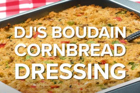 Boudain Cornbread Dressing Dj's Boudain Dressing, Boudin Cornbread Dressing, Boudin Dressing Recipe, Boudin Casserole, Recipes With Boudin, Seafood Cornbread Dressing Louisiana, Cajun Dressing Thanksgiving, Boudin Casserole Recipe, Boudin Cornbread