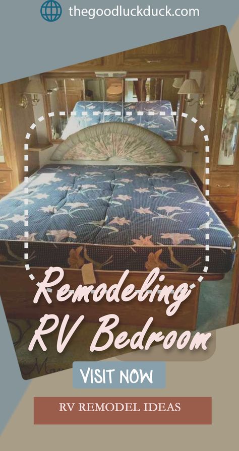 Rv Headboards Ideas, Rv King Bed Remodel, Rv Murphy Bed Ideas, Rv Slide Out Remodel, Rv Beds Ideas, Rv Remodel Ideas, Moving Bed, Vintage Trailers Restoration, Bed Makeover