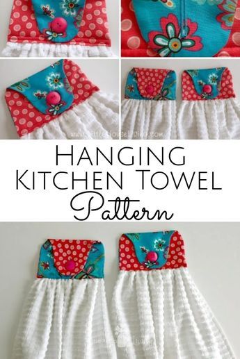 Looking for a simple project that also makes a perfect gift? These Hanging Kitchen Towel Sewing Patterns are easy to sew, easy to customize, and fun to make! #freesewingpattern #handtowel #easysewingproject #hangingkitchentowelpattern #sewyourown #sewingprojects Kitchen Towel Holder Sewing, Diy Hanging Dish Towel Pattern, Kam Snap Hanging Kitchen Towel Diy, How To Sew Hanging Kitchen Towels, Sewing Kitchen Towel Holder, Hanging Hand Towel Pattern, Easy Sewing Scrap Projects, Homemade Kitchen Towels, Quilted Kitchen Towels