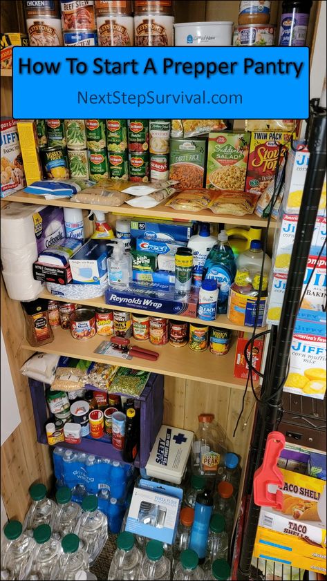 How To Start Prepping, Prepper Closet, Preppers Pantry Stockpile, Prepper Room, Apartment Prepping, Prepper Storage, Prepping For Beginners, Storing Food Long Term, Prepper Pantry