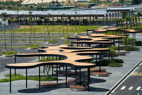 Cam Ranh International Airport by LJ-ASIA « Landscape Architecture Platform | Landezine Asia Landscape, Pavilion Architecture, Patio Pergola, Pergola Ideas, Airport Design, Plans Architecture, Landscape Architecture Design, Urban Furniture, Shade Structure