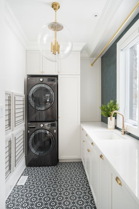 Narrow Laundry Room, Lux Decor, Stacked Laundry Room, White Laundry Rooms, Laundry Room Ideas Small Space, Pantry Laundry Room, Laundry Room Lighting, Dream Laundry Room, Laundry Room Flooring