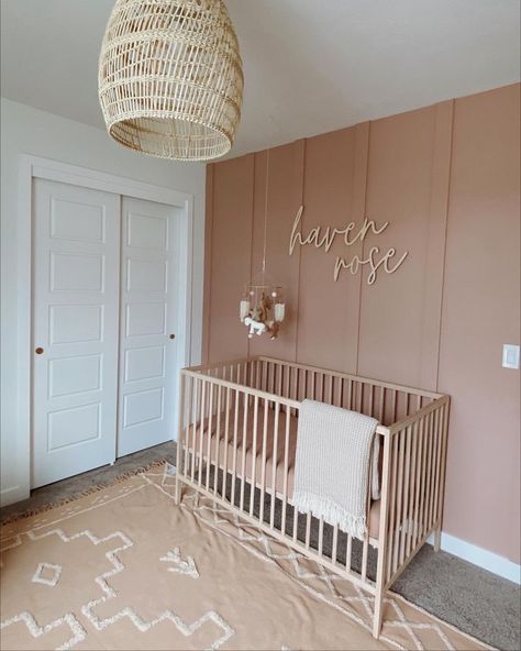 Baby Girl Neutral Nursery, Girl Neutral Nursery, Baby Girl Nursery Room Ideas, Girl Bedroom Inspiration, Nursery Room Ideas, Nursery Room Decoration, Girl Bedroom Ideas, Nursery Accent Wall, Baby Nursery Inspiration