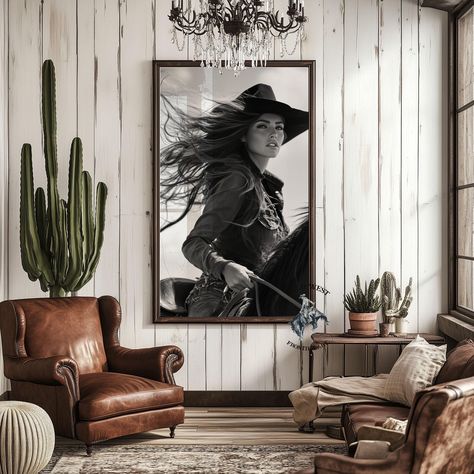 Cowgirl Poster, Western Decor, Gift For Her, Cowgirl Art, Yellowstone Gift, Rodeo Print, Boho Wall Art, Gift For Him, Western Prints Gothic Western Home Decor, Western Salon Decor, Western Bedroom Decor Ideas, Western Glam Decor, Barndo Designs, Gothic Western Aesthetic, Salty Cowgirl, Western Room Decor, Western Interior Design