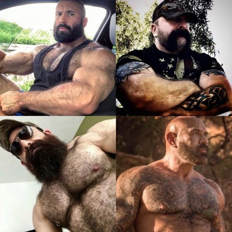 Masculine Men Muscle, Jacked Guys, Buff Redhead Men, 70s Guys, Big Beard Styles, Big Beards Men, Men Chest Hair, Teddy Bear Men, Huge Man