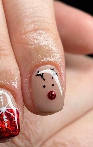 Kids Winter Nails, Kids Christmas Nails Easy, Nail Art Noel, Short Nail Manicure, Christmas Nails Easy, Romantic Nails, Christmas Gel Nails, Simple Gel Nails, Thanksgiving Nails