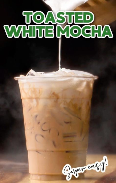 Starbucks Toasted White Mocha Recipe, Toasted White Chocolate Mocha Recipe, Nespresso White Chocolate Mocha, Iced Toasted White Chocolate Mocha, Iced Espresso Drinks At Home, Toasted White Chocolate Mocha Starbucks, White Chocolate Mocha At Home, Mocha Syrup Recipe, White Chocolate Mocha Recipe