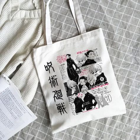 Cartoon Interior, Anime Tote Bag, Anime Crafts Diy, Cartoon Canvas, Anime Bag, Japanese Harajuku, Anime Crafts, Diy Tote Bag, Dessin Adorable