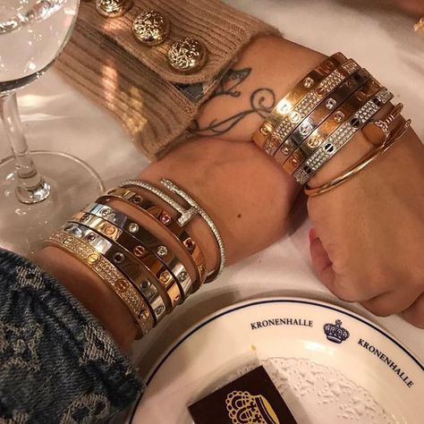 CARTIER Fan Page on Instagram: “Woah just breathtaking by @sam1ralicious . . . . #CARTIER #CARTERLove #CARTIERLoveBracelet #CARTIERRing #CARTIERWatch #CARTIERBracelet…” Diamond Watches, Cartier Bracelet, Felt Jewelry, Stainless Steel Bangles, Dope Jewelry, Expensive Jewelry, Free Bracelet, Stacked Jewelry, Stackable Bracelets