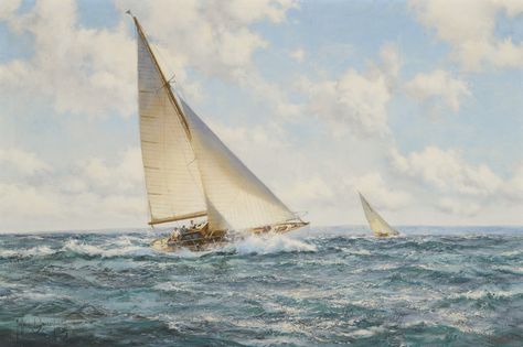 Montague Dawson 24 by 36 in. 61 by 91.4 cm Weather Painting, Montague Dawson, Marine Painter, Navi A Vela, Nautical Painting, Grant Wood, Sailing Art, Weathered Paint, Maritime Art