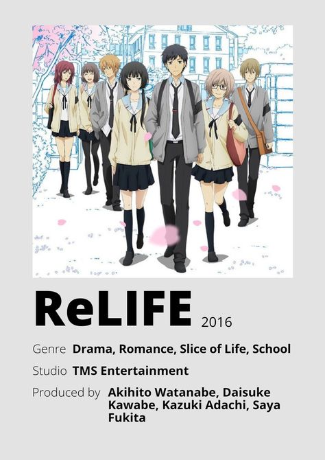 Re:life Anime, Relife Anime, Manga Josei, Anime Cards, Anime Minimalist Poster, Poster Information, Anime Suggestions, Top Manga, Good Anime Series