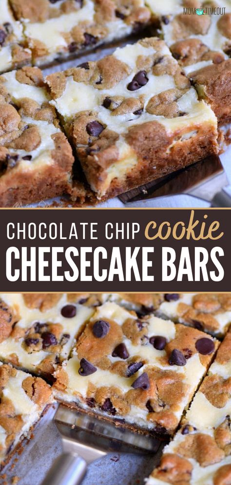 Chocolate Chip Cookie Cheesecake Bars, Cinnamon Treats, Cookie Cheesecake Bars, Chocolate Chip Cookie Cheesecake, Cookie Cheesecake, Easy Dessert Recipe, Dessert Bar Recipe, Cheesecake Cookies, Cookie Bar Recipes