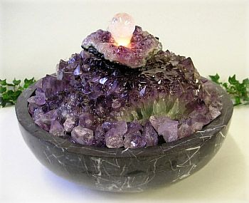 amethyst stone fountain Small Indoor Water Fountains, How To Make Water, Indoor Water Features, Tabletop Water Fountain, Diy Table Top, Healing Room, Diy Fountain, Indoor Water Fountains, Indoor Waterfall