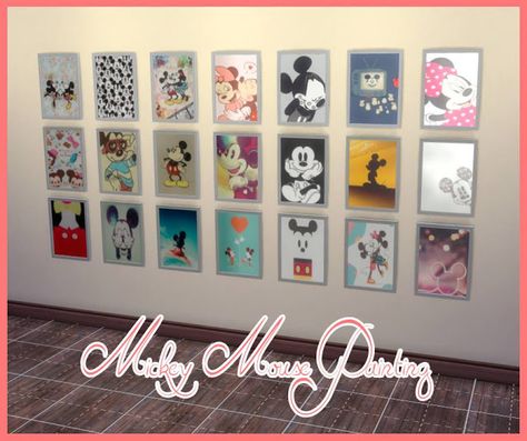 Sims 4 CC's - The Best: Mickey Mouse Paintings by Nathys Sims Mickey Mouse Paintings, Mouse Paintings, Mickey Mouse Decorations, Toddler Painting, Sims 4 Family, Cc Furniture, Sims 4 Bedroom, Sims 4 Game Mods, Tumblr Sims 4