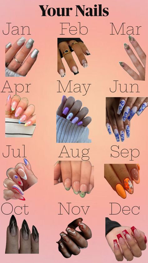 Nail inspiration based on your birth month Your Birth Month Your Nails, Based On Your Birth Month, Stone Nails, Your Birth Month Your, Birth Month, Nails, Stone