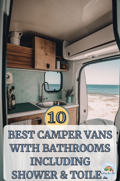 Dreaming of hitting the open road without sacrificing comfort? 🚐✨ Discover the 10 Best Camper Vans equipped with full bathrooms, including showers and toilets! Perfect for those who love adventure but crave the conveniences of home. Ready to elevate your RV experience? Click to find your dream camper van. How do you plan to explore in style? Share in the comments! #rvingknowhow #campervans #roadtrip #adventuretravel #vanlife Van With Toilet, Van Conversion Shower, Rv Living Decor, Rv Camping Essentials, Rv Living Hacks, Rv Living Organization, Best Camper, Fleetwood Rv, Rv Storage Ideas