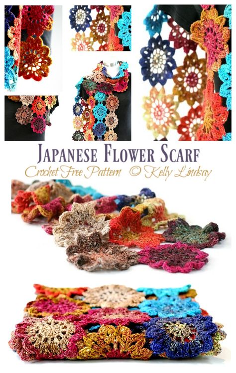 Japanese Flower Scarf Crochet Free Pattern [Video] - Crochet & Knitting Crochet Flower Poncho Free Pattern, Crochet Japanese Flower, Crochet Flower Scarf Pattern, Crochet Flower Shawl Pattern Free, Freeform Crochet Scarf, Japanese Flower Crochet Pattern, Flower Shawl Crochet Pattern, Crochet Flower Scarf Pattern Free, Crochet Scarves Free Patterns