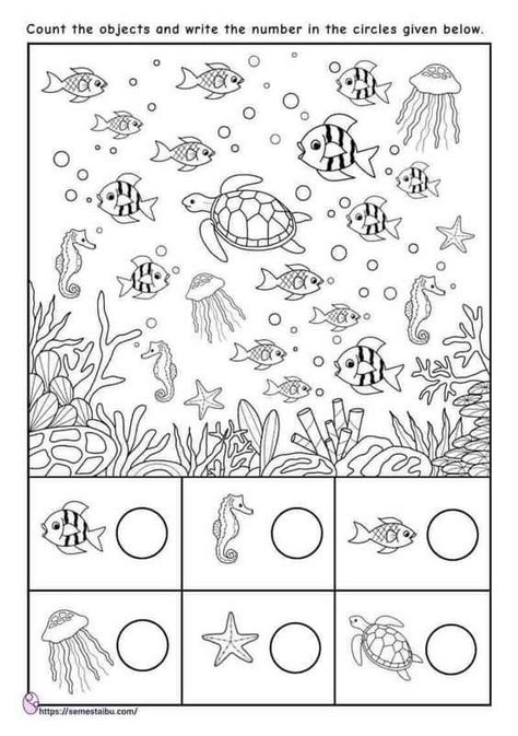 Under The Sea Worksheets For Preschool, Under The Sea Worksheets, Ocean Theme Kindergarten, Counting Worksheets Preschool, I Spy Worksheets, Counting Worksheets For Kindergarten, Counting Worksheet, Ocean Theme Preschool, Fun Worksheets For Kids