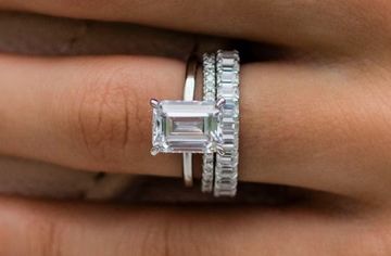 Emerald Cut – Everly Rings Ring Stack Silver, Solitaire Bands, Ring Cuts, White Gold Wedding Ring, Rings Vintage, Mens Silver Necklace, Emerald Engagement Ring Cut, Dream Engagement, Silver Wedding Bands