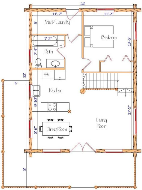 Shop Remodel, House Plans With Loft, Addition Plans, Country Cottage House, Cottage Build, Country Cottage House Plans, Cabin Plans With Loft, Log Home Kits, House Plan With Loft