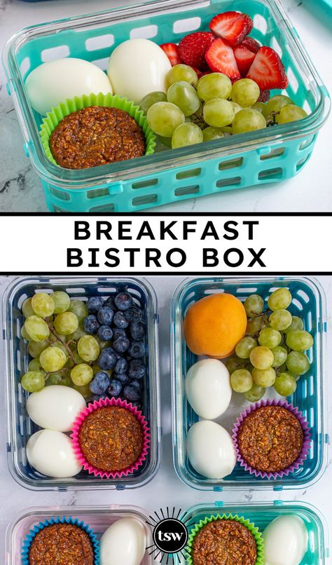 Breakfast Bistro Box - The Schmidty Wife Breakfast Snackle Box Ideas, Bento Breakfast Box Ideas, On The Go Breakfast Ideas, Mom Lunch, Meal Organization, Diy Lunchables, Bistro Box, Protein Box, Snackle Box