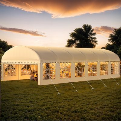 This 20x40 ft outdoor event tent offers a versatile and durable solution for various occasions. Crafted with a high-quality galvanized steel frame, it ensures stability and longevity. The 100% waterproof PE top and removable sidewalls provide excellent protection from rain and UV rays, while the PVC windows allow natural light to brighten the interior. This tent is perfect for weddings, parties, and other large gatherings. | Edrosie Inc 20x40ft Outdoor Party Tent w / Spacious Roof grayMetal / St Outdoor Party Tent, Secret Wedding, Yard Wedding, Fundraiser Ideas, Pvc Windows, Bridal Ideas, Event Tent, Wedding 2025, Backyard Play