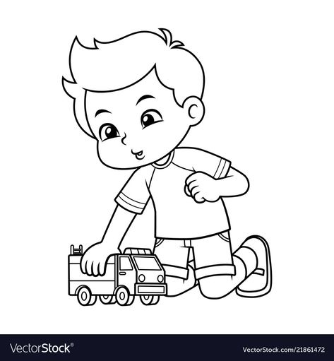 Toys Drawing, Boy Coloring, Cars Coloring Pages, Air Brush Painting, Kids Clipart, Clipart Black And White, Boys Playing, Kids Coloring Books, Animal Coloring Pages