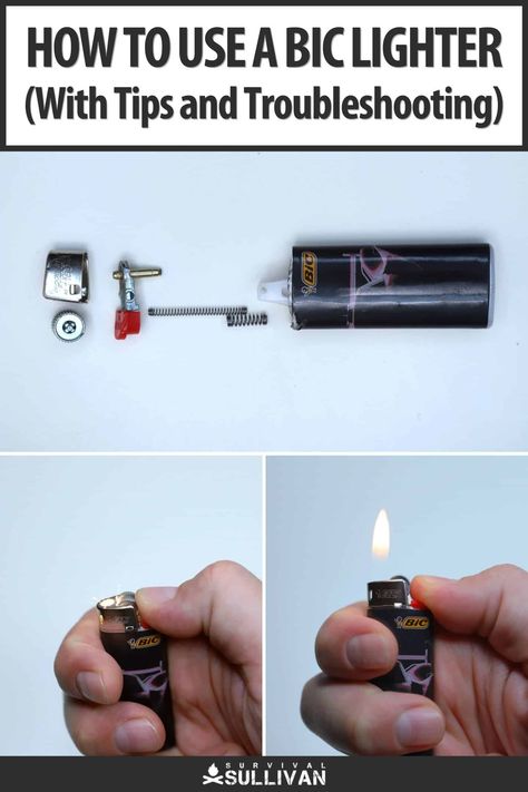 Bic lighters are the most ubiquitous ones on Earth. Learn how to use one, and how to keep it working, here. #SHTF #prepping #firestarting #bushcraft Cute Camping Outfits, Backpacking Outfits, Trench Lighter, Disposable Lighter, Shtf Prepping, Bushcraft Skills, Butane Lighter, Bic Lighter, All Jokes