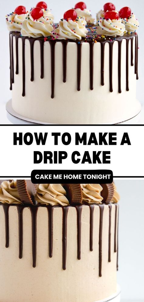 Learn how to make a drip cake step by step, as well as tips and tricks to make the best drip. Chocolate Topping For Cake, How To Cake Drip, Diy Cake Drip, Drip Frosting On Cake, Drip Icing Recipes, How To Make A Drip Cake, Drizzle Cake Decoration, How To Make Drip Icing For Cakes, Cake Drizzle Icing