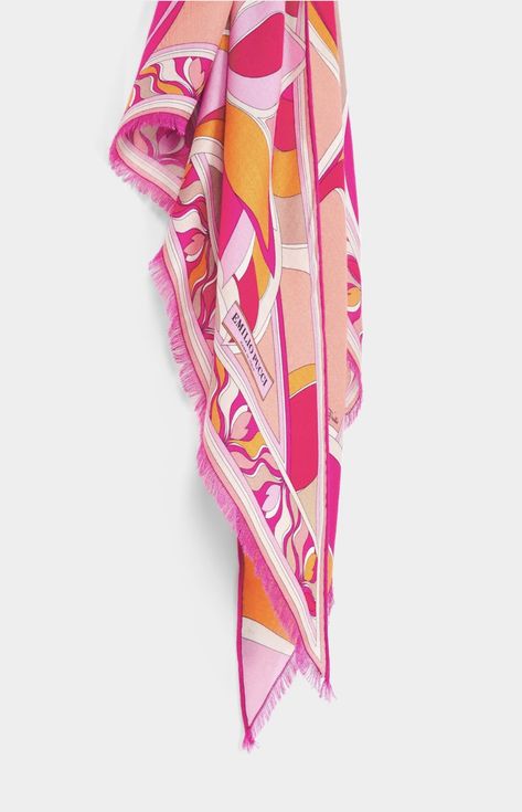 Orange Bachelorette, Scarf Design Ideas, Europe Shopping, Pink Runway, Italy Shopping, Funky Scarves, Pucci Scarf, Retro Club, Gcse Textiles