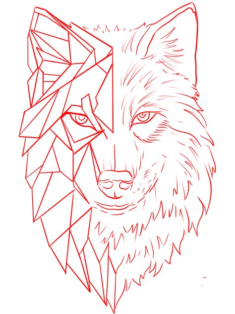 Geometric Wolf Tattoo, Geometric Animal Tattoo, Genos Wallpaper, Wolf Tattoo Sleeve, Geometric Wolf, Tattoo Outline Drawing, Wolf Tattoo Design, Geometric Design Art, Tatuaje A Color