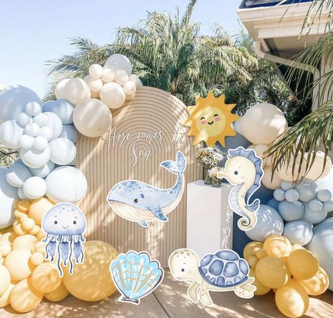 Baby Shower Favors Sea Birthday Party Decorations, Under The Sea Party Decorations, Sea Party Decorations, Papa Birthday, Ocean Baby Showers, Ocean Theme Birthday, Peter Rabbit Birthday, Baby First Birthday Cake, Ocean Birthday