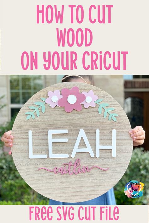 Cricut Basswood Signs, Cricut Nursery Signs, Cricut Projects Mdf, Cricut Mobile Projects, Diy Nursery Signs Girl, Cricut Baby Name Signs, Made With Cricut, Projet Cricut Maker, Cricut Round Wood Signs Diy