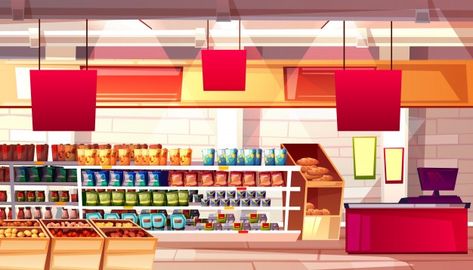 Supermarket Food, Checkout Counter, Gacha Backgrounds, Grocery Supermarket, Food Vector, Modern Cafe, Props Art, Display Signs, Grocery Foods