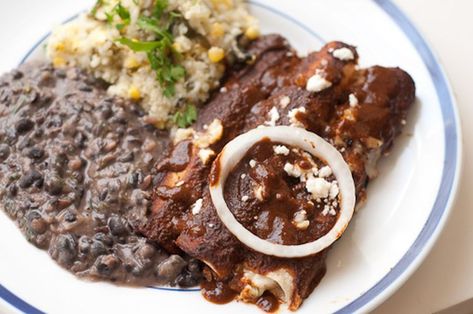 Vegan Mole, Mexican Sauce Recipes, Bean And Cheese Enchiladas, Mole Day, Serious Eats Recipes, Mexican Sauce, Mole Sauce, Cheese Enchiladas, Serious Eats