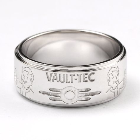 Hey there Vault Dweller! Need a ring for your S.P.E.C.I.A.L. day? Well this beauty is cast in 925 sterling silver and is Vault-Tec approved. Takes several weeks as each one is made by hand. Please check shipping tab for current turn around. Please measure and confirm sizing to the best of your ability. Message me if you have questions or need help determining size. Fallout Wedding, Geeky Wedding Rings, Kingdom Hearts Necklace, Video Game Wedding, Boy Video, Geeky Jewellery, Game Wedding, Cool Rings For Men, Vault Tec