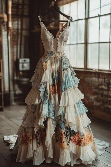 Unique Bridesmaid Dresses Boho, Storybook Dress, Wedding Dresses Ideas, Vintage Boho Dress, Fantasy Dresses, Fantasy Gowns, Fairytale Dress, Dresses Ideas, Old Fashion