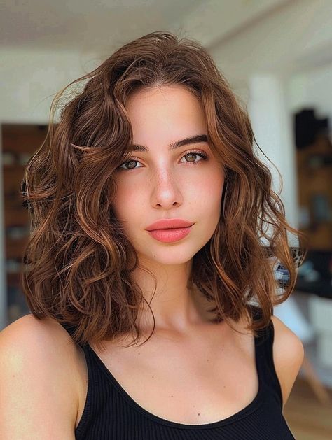 Mid Length Wavy Haircuts For Women, Impulsive Haircut, Wavy Hair Lob, Naturally Wavy Lob, Haircuts For Wavy Hair Medium, Best Haircuts For Wavy Hair, Naturally Wavy Hair Cuts, Wavy Mid Length Hair, Short Curly Hair Styles