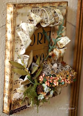 Sheet Music Crafts, Altered Canvas, Repurposed Art, Old Sheet Music, Music Crafts, Mixed Media Projects, Canvas Crafts, Arte Floral, Altered Books