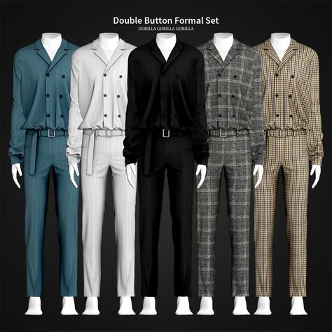 Double Button Formal Set | Gorilla Gorilla Gorilla on Patreon Sims Men Formal, Sims 4 Mods Man Clothes, Sims 4 Male Full Body Outfit, Ts4 Cc Clothing Male Formal, Sims 4 Cc Male Clothing Formal, Sims 4 Tops Male, Sims 4 Male Clothes Formal, Sims 4 Mens Formal Cc, Sims 4 Formal Male