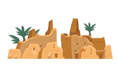 Citadel of at-Turaif in Saudi Arabia vector illustration. Traditional Najdi architecture. Najdi Architecture, Illustration Traditional, The Citadel, Cityscape Photos, Logo Banners, Nature Backgrounds, Heart With Arrow, Background Banner, Landscape Photos