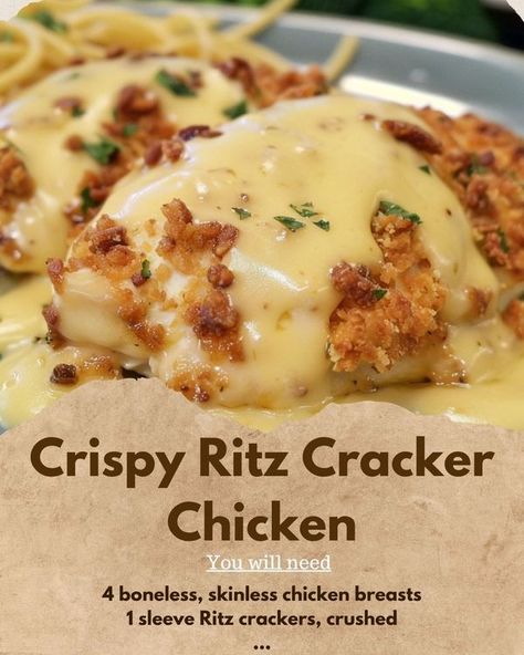 Easy And Quick Recipes | Crispy Ritz Cracker Chicken | Facebook Mini Crockpot Recipes, Ritz Chicken, Ritz Cracker Chicken, Cracker Chicken, Ritz Cracker, Roasted Vegetable, Grandmas Recipes, Ritz Crackers, Boneless Skinless Chicken