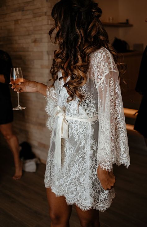 Wedding Night Outfit, Bridal Robes Getting Ready, Recycle Wedding Dress, Bride Robe Lace, Bridal Robes Personalized, Bride Dressing Gown, Luxury Bohemian, Bride Preparation, Red And White Weddings