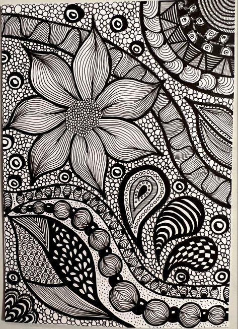 #zentangleart #zentangle #zentanglepatterns #zendoodle #zendoodleart Zentangle Designs Pattern, Plant Zentangle, Zendoodle Art Zen Tangles, Zentangle Patterns Flower, Zen Doodle Patterns Tangle Art, Zentangle Art Flowers, Zentagle Drawing Ideas, Vignette Drawing, Zentangle Art Colorful